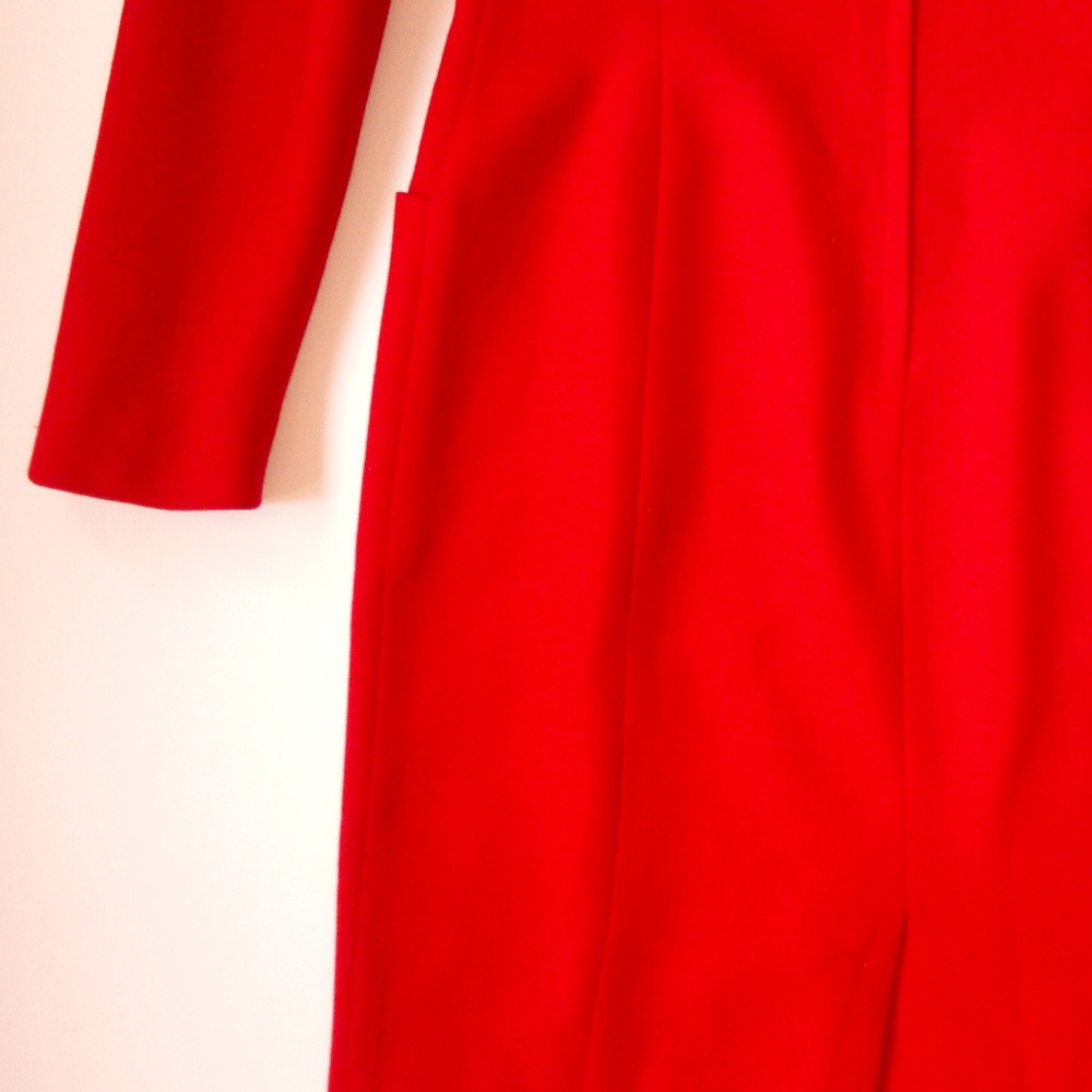 Ann Taylor Knee Length Red Long Sleeve Dress Sz 4 - Picture 6 of 8